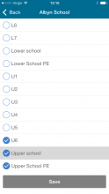 Albyn School alerts app - preferences page